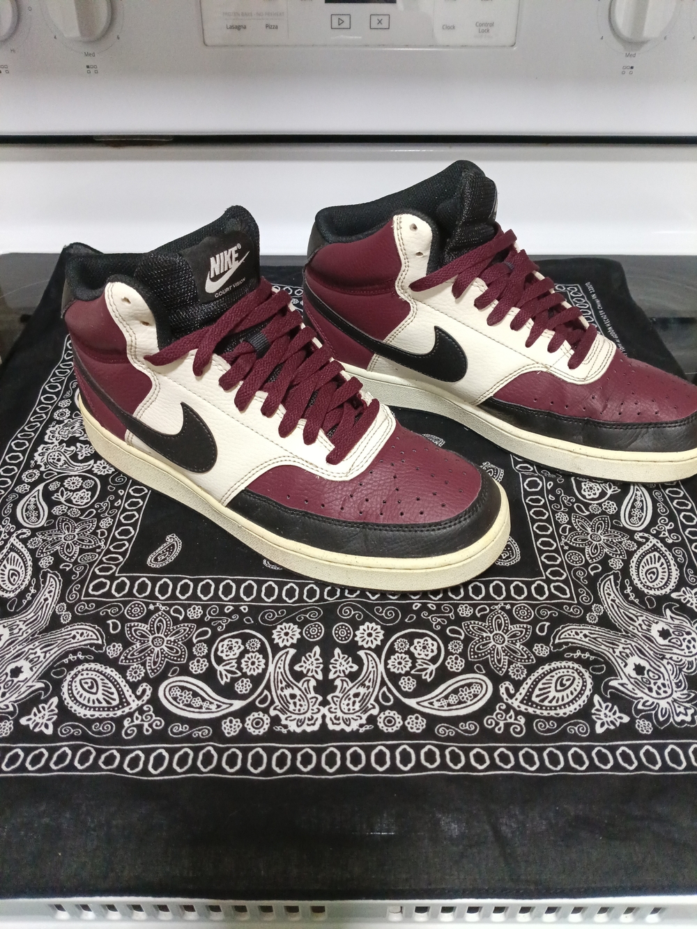 Nike Burgundy Black White High-Top Sneakers